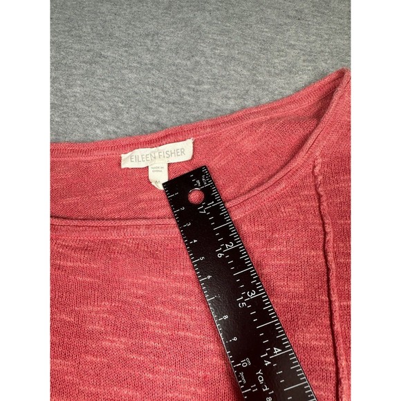 Eileen Fisher M Coral Pink Asymmetrical Organic Linen Cotton Top Sweater - Picture 2 of 7